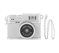 Fockety Mini Keychain Camera, 1080P FHD 2MP Portable Digital Camera with LED Flash Light & 128GB Memory Card, Compact Video Recorder, Retro Cameras for Travel & Study Recording (White)