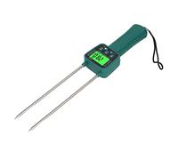 Fockety Moisture Meter, Double Rod Steel Probe Backlight LCD Display Moisture Meter Tester English Chinese Voice Broadcasting for Bran, Forage Grass