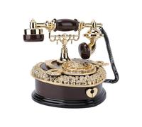 Fockety Music Box, Wooden Telephone Shape Vintage Musical Box with Microphone, Cute Decorations for Birthday Valentine Xmas Thanksgiving (Brown Heart-Shaped Telephone)