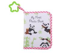 Fockety My First Photo Book, Water Proof Ultra Soft Cloth Baby Photo Album Holds 17 4x6 Photos with Star Shaped Teething Ring and Safety Mirror, for Newborns Toddlers Family Memories (Pink Panda)