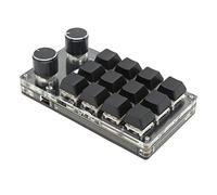 Fockety One Handed Mechanical Keyboard, 12 Keys Programmable Macro Keyboard with 2 Knobs, DIY Multifunction Green Shaft Portable Shortcut Keypad for Office, Games, Music