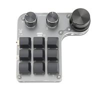 Fockety One Handed Mechanical Keyboard, 9 Keys RGB DIY Programmable Mini Gaming Keypad with 3 Knobs, Blue Switch Multifunctional Mechanical Shortcut Keyboard for Office, Games, Music