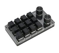 Fockety One Handed Programmable Mechanical Keyboard, Mini Wired USB Macro 12 Key 2 Knob RGB Light Blue Switch Keypad Gaming Keypad, Plug and Play PC Universal DIY Programmable Keypad