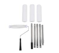 Fockety Paint Roller Kit, 5 Stainless Steel Extension Poles 11.6in Adjustable Handle with 9in Non Shedding Roller Cover, with Non Slip Grip, for Wall Ceiling Floor Furniture Painting