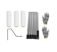 Fockety Paint Roller Kit, Extendable Stainless Steel Pole with 6 Section Adjustable Rod for Walls Ceilings Floors Decks, Polyester Material 3 Replaceable Sleeves Non Slip Grip