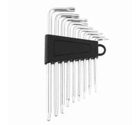 Fockety Portable 9pcs Strong Security Star Hex Universal L Shape Wrench Set Handy Tools for Comfortable Use Chrome-Vanadium Steel Material T6-T27