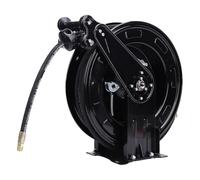 Fockety Pressure Washer Hose Reel, 3/8in X 49.21ft Retractable Auto Rewind Heavy Duty Hose Reel with Length Locking, Power Washer with 4 Connectors, Adjustable Arms