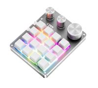 Fockety Programmable Macro Keyboard, USB Wired BT Dual Mode Customizable Gaming Keypad with 16 Keys 3 Knob, for Wins, Macs, Gaming, Office, Media Control (White)