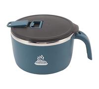 Fockety Ramen Bowl, 900ml Double Wall Stainless Steel Rapid Noodle Cooker with Drains, Lid and Handle, Mobile Phone Holder, Ramen Soup Bowl for Noddles, Office College Dorm Room Cooking (Blue)