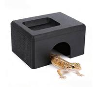 Fockety Reptile Hide Box, Plastic Leopard Gecko Hide with Container, Bearded Dragon Hide Reptile Hides Cave for Tank, Snake Hide Enclosure Snakes Geckos