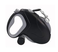 Fockety Retractable Dog Leash, 33ft Heavy Duty Pet Walking Leash with Waste Bag Dispenser and Large Dogs Upto 110 Lbsz, 360° Anti Winding Dog Lead for Training and Walks (Black) (Black 10M