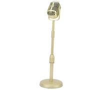 Fockety Retro Microphone Props, Plastic Fake Microphone Prop Model with Stand, Vintage Microphone Prop, Antique Microphone Decor, Microphone Costume Prop for Party Decoration Pretend