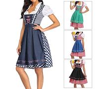 Fockety Retro Wench Costume Oktoberfest Dirndl Dress with Apron (#18)