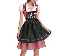 Fockety Retro Wench Costume Oktoberfest Dirndl Dress with Apron (#3)