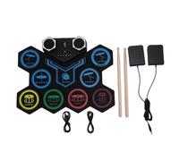 Fockety Roll Up Electronic Drum Set, Portable MIDI Practice Pad with LED Lights Dual Speakers Recording Playback, for Kids Beginners Professional Drummers