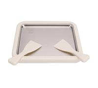 Fockety Rolled Ice Cream Maker, 304 Stainless Steel Home Kitchen DIY Ice Cream Machine, Tray with 2 Scrapers for Soft Serve, Slushies, Frozen Yogurt and Gelato (White)