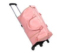 Fockety Rolling Garment Bag, Water Proof Large Capacity Travel Bag with Detachable Trolley and Soft Leather Handle, Silent Wheels 40L Convertible Garment Duffel Bag for Work Travel (Roseate)