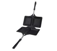 Fockety Sandwich Maker, Non Stick Iron Removable Panini Maker Pan 9.8x5.5 In Easy to Clean Sandwich Press with 2 Pans Handle, for Grilled Cheese Breakfast Tuna Melts Snacks (Black)