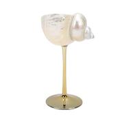 Fockety Seashell Wine Glass, Natural Conch, 1pc (Gold Bottom Silver Conch)
