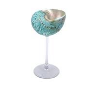 Fockety Seashell Wine Glass, Natural Conch, 1pc (Transparent Bottom Green