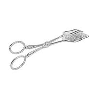 Fockety Serving Tongs, Zinc Alloy Vintage Square Head Bread Tong for Baking, Salad, Buffet, Kitchen Tool (Silver)