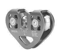 Fockety Side Swing Pulley, Aluminum Rope Pulleys for Climbing Aloft Work Rappelling Rescue, 10KN Working Load, Heart Shaped Micro for Maximum Wire Rope Diameter 13mm/0.5IN (Grey)