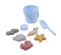 Fockety Silicone Beach Toys for Toddlers and Kids Molds with Collapsible Bucket, Shovel, Bag Travel Friendly, Easy to Clean (Blue)