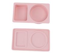Fockety Silicone Reusable Snack Containers with Lid, 2 Pcs Double Compartment Snackle Box Container, Foldable Divided Food Storage Containers Condiment Box Sauce Cups for School (Pink)
