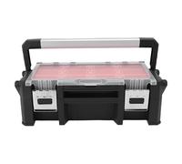 Fockety Small Parts Organizer, Double Side 18 Removable Compartment Tool Box, Aluminum Alloy Storage Organizer for Hardware, Screws, Bolts, Nails, Beads, 20.8X12.1X9.3 Inches