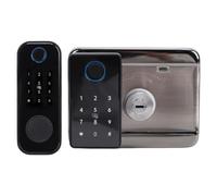 Fockety Smart Gate Lock, Weatherproof Dual Sided Fingerprint Keyless Entry Door Lock with Keypad, Heavy Duty Electronic Rim Locks for Outdoor Fence with App Control, IC Card, Keys