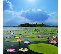 Fockety Solar Flower Floating Pool Lights Color Changing LED Garden Light for Outdoor Decoration Purple Pink Yellow for Pond Fountain Plastic (Pink)