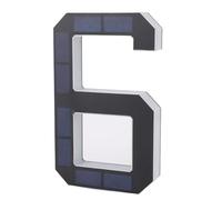 Fockety Solar LED House Number, 9 Inch Black White Illuminated Address Sign with Automatic Light Sensor and Water Proof Design, Number 6 for Outdoor Wall Porch Gate Hotel Shop