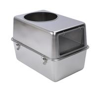 Fockety Stainless Steel Cat Litter Box with Lid, Enclosed Metal Litter Box with Scoop, Elevated Side Walls, Odor Control, Anti Leakage Cat Toilet for Home, Easy to Clean