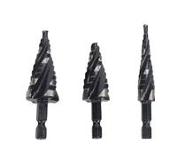 Fockety Step Drill Bit, 3PCS Spiral Grooved HSS Four Spiral Flute Step Drill Bit Set for Metal Aluminum Wood Plastic 1/8-1/2 /4-3/4 3/16-7/8 Inch, Bits with Storage Case