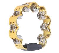 Fockety Tambourine for Adults, Double Row Tambourine, Handheld with Metal Jingles, Floral Design Percussion, Tamborines Musical Instrument for, Party, KTV (Gold)