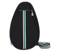 Fockety Tennis Bag with Protective Pad, Tennis Racket Bag with Wet and Dry Pocket and Adjustable Shoulder Strap, Water Proof Anti Scratch Canvas Sling Bag for Women Men Teenagers (Black)