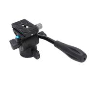 Fockety Tripod Fluid Head Pan, 360° Panorama Tilt Head Aluminum Alloy Video Tripod Head with Steel Handle 3/8in Bottom Screw Hole, 5kg Load Capacity