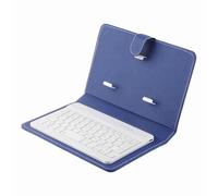 Fockety Universal Keyboard Case Stand for Android IOS Phones High Performance Premium PU Leather Shockproof Folio Design (Blue)