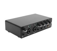 Fockety USB Audio Interface, 24 Bit 192 KHz XLR Input Home Studio Audio Interface with 2 USB Cables, 48V Power, Compact Design, for Recording Music, Podcasting, Streaming (Black)