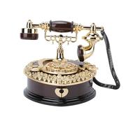 Fockety Vintage Music Box, 7.8x6.6in No Need Plug In Telephone Shape Trinket Box with Retro Dial, Victorian Jewelry Storage Unique Decor Gift for Home Birthday Valentine Day (Brown Heart-Shaped