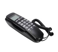 Fockety Wall Mountable Basic Corded Telephone, Retro Landline Phone with DTMF and FSK CID, Memory Storage and LCD Display, for Home Hotel Kitchen Garage Elevator (Black(English Version))