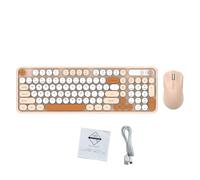 Fockety Wireless Keyboard and Mouse Combo, 98 Keys Rechargeable Dual Mode 2.4G BT Ergonomic Design with 400mAh Keyboard Battery 300mAh Mouse Battery for Computer Laptop (Milk Tea)