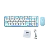 Fockety Wireless Keyboard and Mouse Combo, 98 Keys Rechargeable Dual Mode 2.4G BT Ergonomic Design with 400mAh Keyboard Battery 300mAh Mouse Battery for Computer Laptop (Distant Mountain Blue)