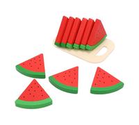 Fockety Wooden Food for Play Kitchen, Watermelon Toys Realistic Wooden Play Food Wood Fruit Pretend Toy Kitchen Accessory for Children Boys Girls