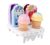 Fockety Wooden Ice Cream Toys, Realistic Toddler Ice Cream Counter Playset with Safe Wood and ABS Materials for Social Skills Development and Imaginative Play