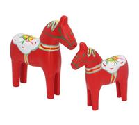 Fockety Wooden Swedish Dala Horse Figurine, Hand Painted Home Ornament, Carved Office Decor with Accurate Technique, 1 Large + 1 Small Size for Gifts, Tourists (7203A 06 Red)