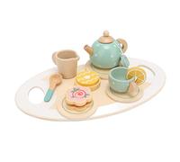 Fockety Wooden Tea Set Pretend Play Toy, Simulation Tea Party Set with Rich Accessories, Suitable Size for Kids Pine Interactive Imitation