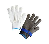 Fockety Work Gloves, Strong Anti Cut Gloves Stainless Steel Wire 2 Pcs Adjustable Buckle Gray For Kitchen (Grey)