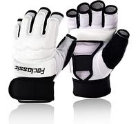 FOCLASSIC Taekwondo Sparring Gloves Taekwondo Karate Gloves WTF Training Martial Arts Boxing TKD Punch Bag Mitts Fingerless Gloves for Women Men Kids (White, S)