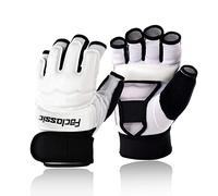 FOCLASSIC Taekwondo Sparring Gloves Taekwondo Karate Gloves WTF Training Martial Arts Boxing TKD Punch Bag Mitts Fingerless Gloves for Women Men Kids (White, M)